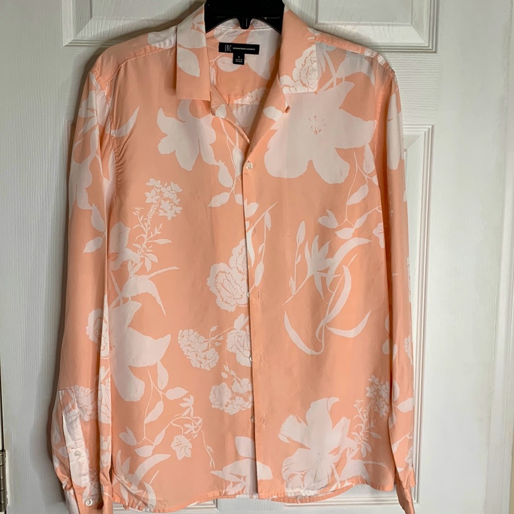 Coral peach mens INC button up in a size small